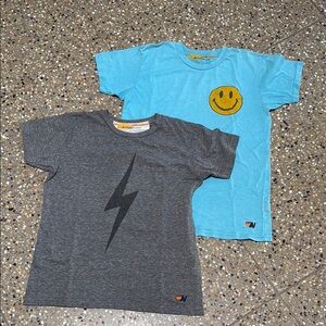 Aviator Nation Gray and Blue Short Sleeve Tees